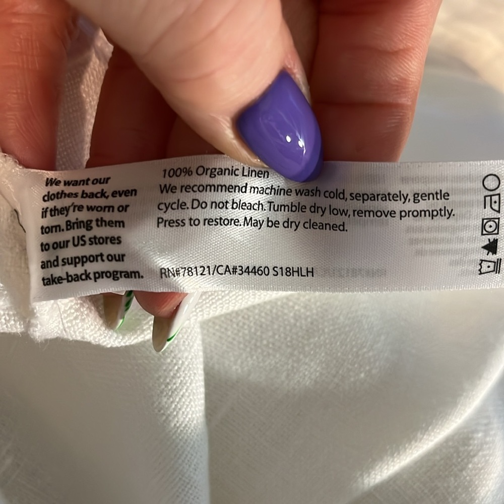 Eileen Fisher Wide Leg Pants Organic Linen Cropped White Size 12 - Picture 11 of 12